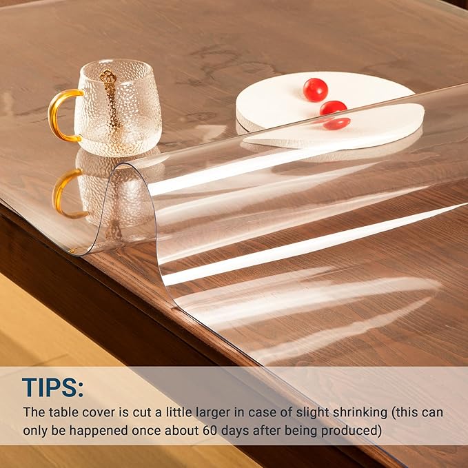 Clear Table Cover Protector Rectangle 40 x 60 Inch, 2.0mm Transparent Plastic Table Protector Waterproof, Anti-Scratch Clear Desk Mat for Office Desktop Dresser Dining Table, FDA Compliant