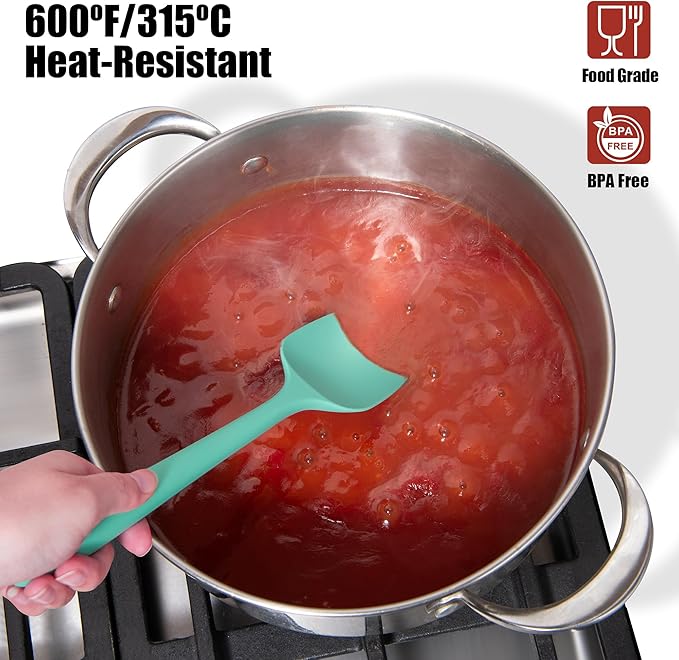3-Piece Silicone Spatula Scrapers: Doosu 600°F Heat Resistant Food Grade Kitchen BPA Free Rubber Baking Cooking Tool Nonstick Utensil Set for Mixing, Scraping, Folding, Stirring, Serving (Multi-3)