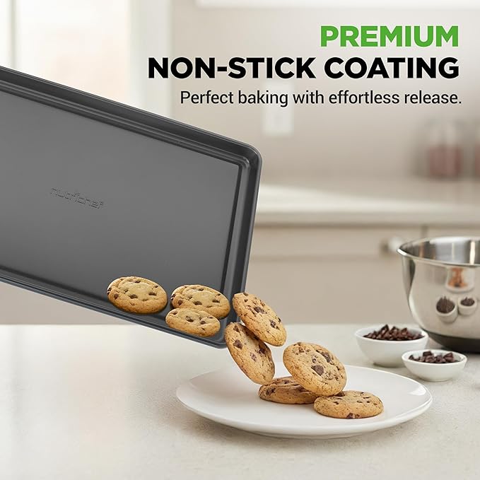 NutriChef 8 Piece Nonstick Bakeware Set | Carbon Steel Baking Pans for Oven | Includes Sheet Pan, Muffin, Loaf, Round and Square Cake Pan | Dishwasher Safe, Stackable Design Oven Safe up to 446°F