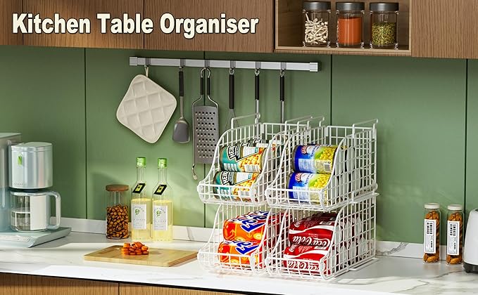 Sonyabecca 3-Pack Soda Can Organizer for Pantry, Stackable Can Storage Organizer Pantry, Canned Food Storage Basket With Handles for Pantry Kitchen Countertop Cabinet Patent Pending