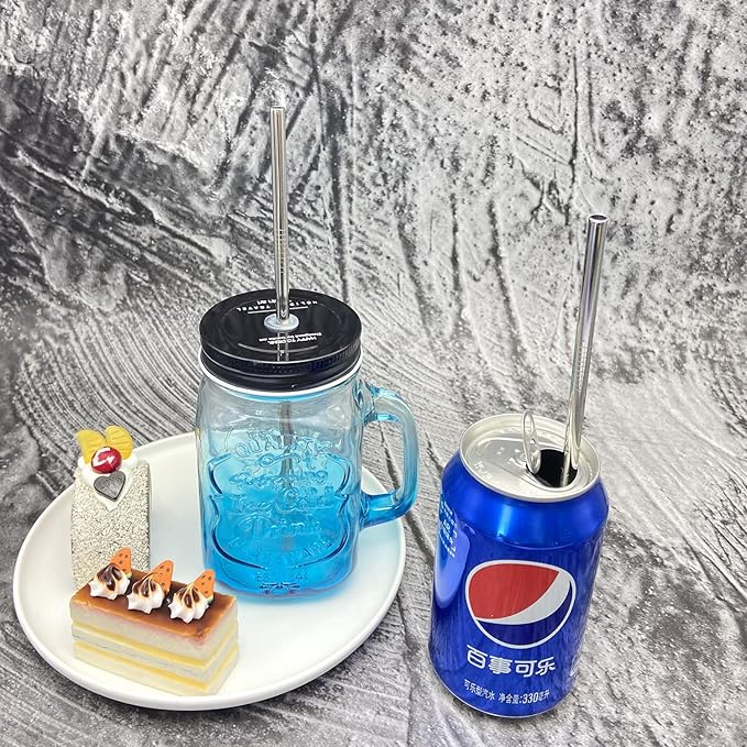 Straight Metal Straws 200 Pack. 8.5" Reusable Stainless Steel Straws in Bulk Order for Drinks.NiceCaTeLe Drinking Straws for 30oz & 20oz Tumblers Yeti Water Bottle (8.5" - Silver, 200pcs - Straight)