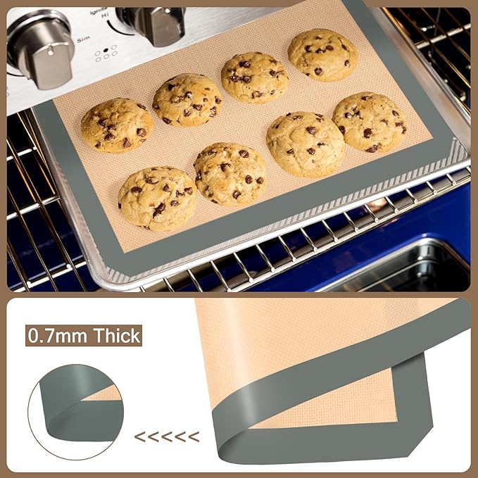 Silicone Baking Mat, Reusable Silicone Mats for Baking Set of 3, Non-Stick Baking Supplies for Pastries, Cookies, Macaroons, Bread