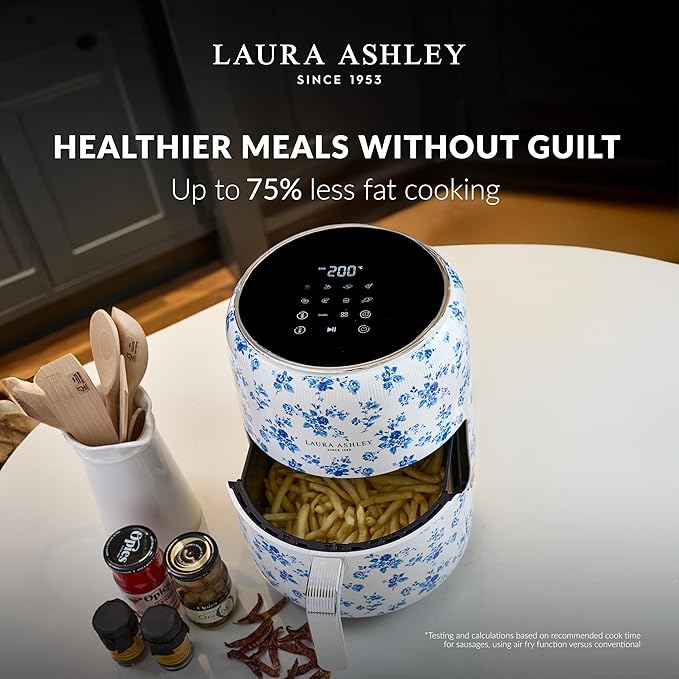 Laura Ashley Digital 9-in-1 Large Air Fryer 4.75 Quarts | Beautiful Air Fryer with China Rose Floral Print | Compact Airfryer with Rapid Air Technology for Healthy & Energy-Efficient Cooking