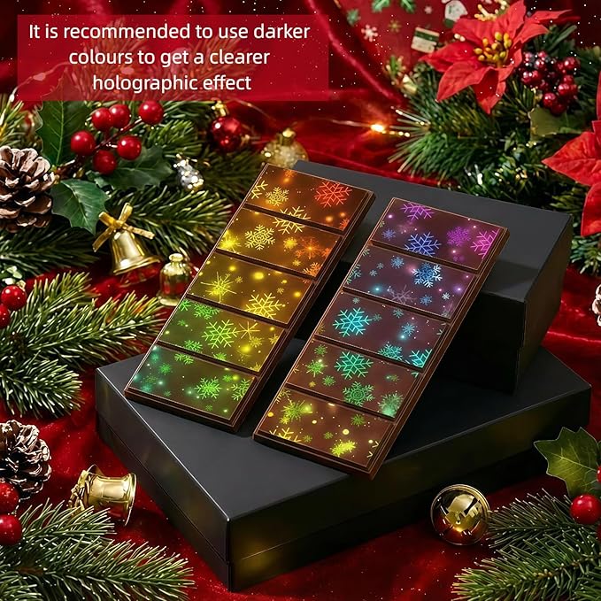 Ziliny Rectangle,Rectangle Holographic Chocolate Bar Mold Silicone, Rainbow Light Effect Chocolate Bar Deep Thick Molds for DIY Candy Dessert Baking, Candy, Wax Melts, Cake Decoration