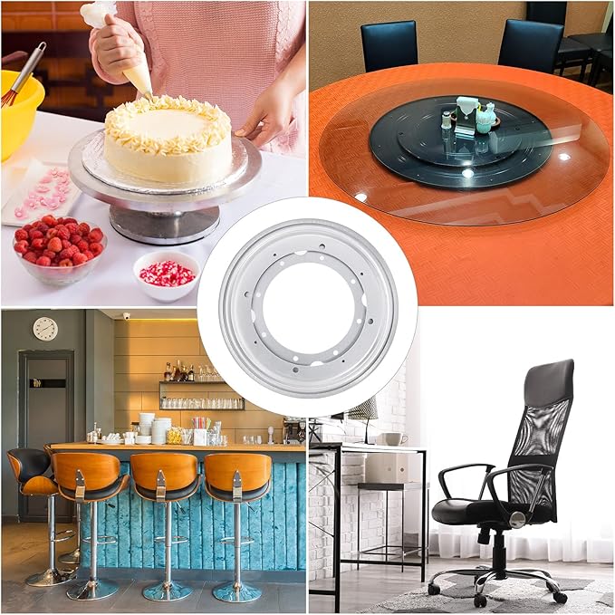 uxcell Lazy Susan Hardware, 2Pcs 12 Inch - Iron Round Ball Bearing Rotating Swivel Plate, Lazy Susan Turntable for DVD Tower, Bookshelf (Silver)