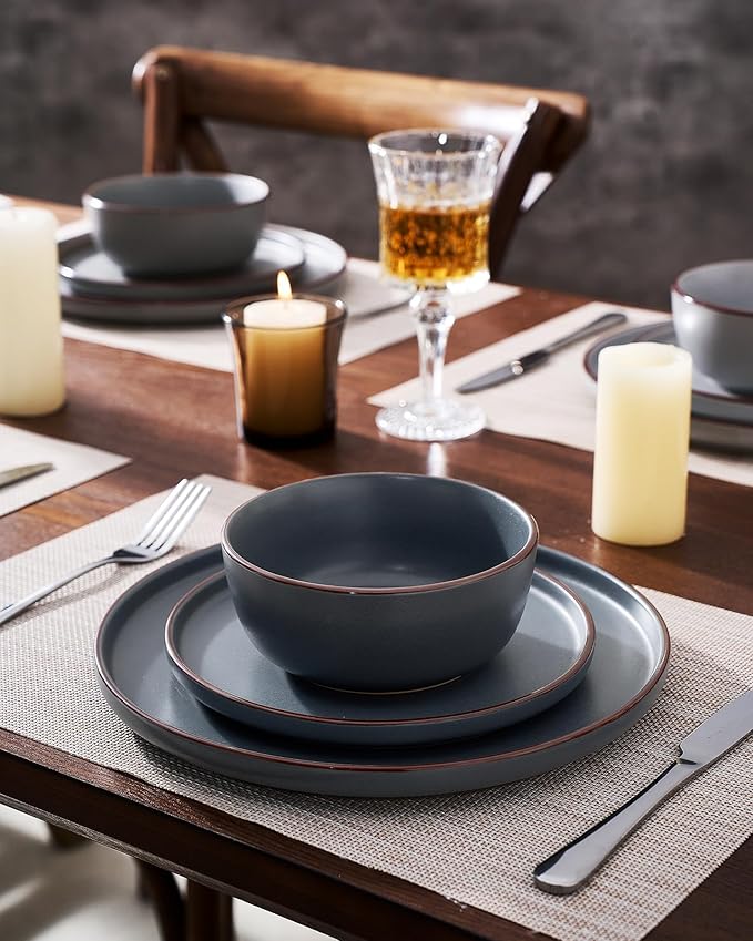 Famiware Mercury Dinnerware Sets with Mugs, Service for 4 (16 Pieces), Plates and Bowls Sets, Microwave and Dishwasher Safe Dishes Set, Multi-color