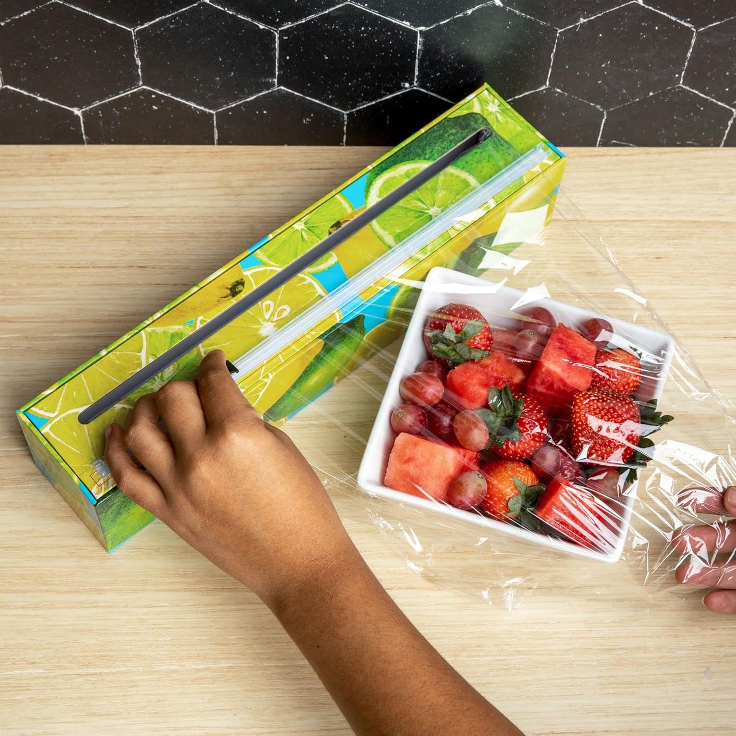 Plastic Wrap Organizer - 12" x 250' Roll Cling Film Dispenser - Aluminum Foil Dispenser - Reusable Slide Cutter