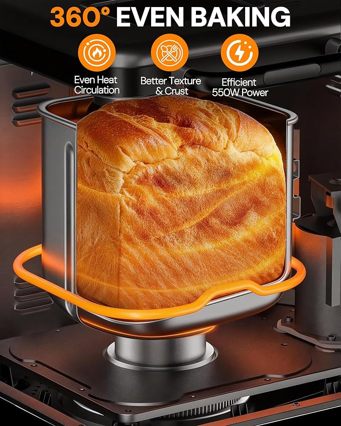 OSIPOTO Bread Maker, 2LB Stainless Steel Bread Machine, 17-in-1 Automatic Settings, Non-Stick Pan, Beginner-Friendly Controls, Easy to Clean, Low Noise, High Success Rate for Homemade Bread