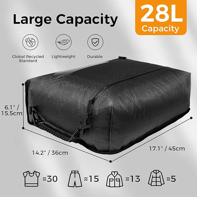 ZPO Vacuum Travel Bags with Wireless Electric Pump (2 Pack), IP67 Waterproof Reusable Compression Packing Cubes with Transparent Window, Space Saver Storage Bags for Clothes, Luggage & Suitcase