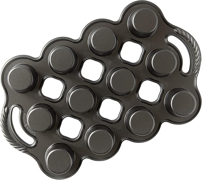 Nordic Ware Cast Aluminum Petite Popover Pan 1/4 Cup Each, 12 Cavity, Silver/Gray