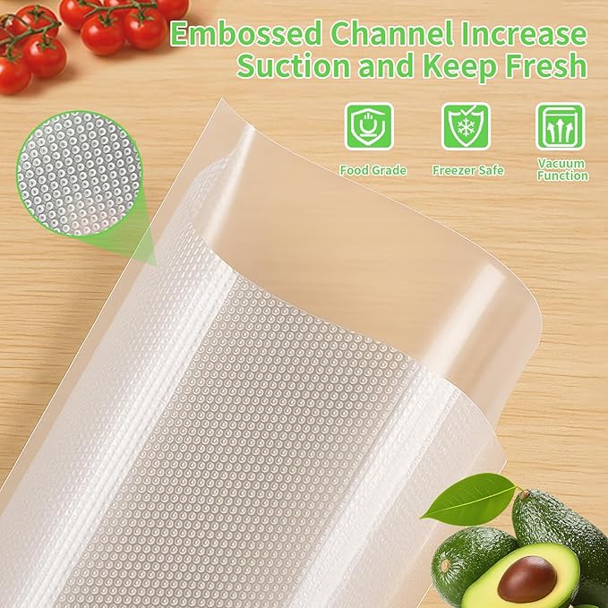 MakMeFre 100 Quart Size 8" x 12" Vacuum Sealer Bags with BPA Free and Heavy Duty,Great for Food Storage Vaccume Sealer PreCut Bag
