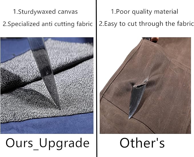 Knife Roll, Knife Cases Organizer-Durable Waxed Canvas With Cut Resistant Lining -5 Pockets (Khaki)