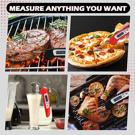 20 Pcs Digital Meat Thermometer Foldable Waterproof Kitchen Instant Read Cooking Grill Food Thermometer with Magnet Digital Food Probe for Cooking Kitchen Beef Accessories Gadgets