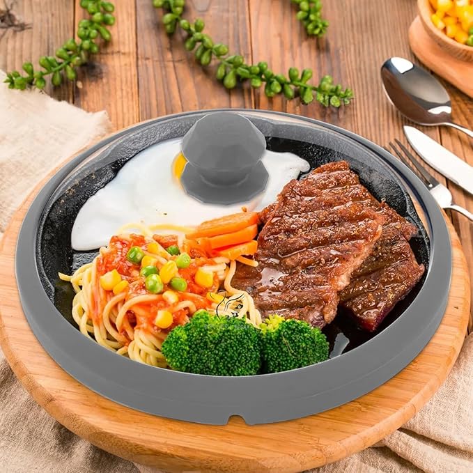 Microwave Glass Cover Splatter Guard Lid with Anti-scald Silicone Handles and Vented Edge for Food Pot Plate Cover 10.5 inch Grey