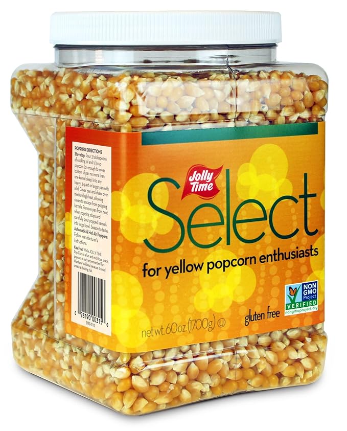 Jolly Time Popcorn Kernels, Gourmet Popping Corn for Air Popper Machine or Stovetop, Select Yellow Pop Corn, 60 Ounce Jug (Pack of 1)