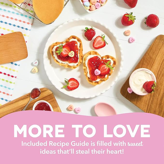 Dash & Sweethearts® Mini Waffle Maker- Mini Machine for Creative Homemade Treats - Nonstick Iron with Unique Print Design - Stylish Waffle Machine - Cutie Pie Yellow