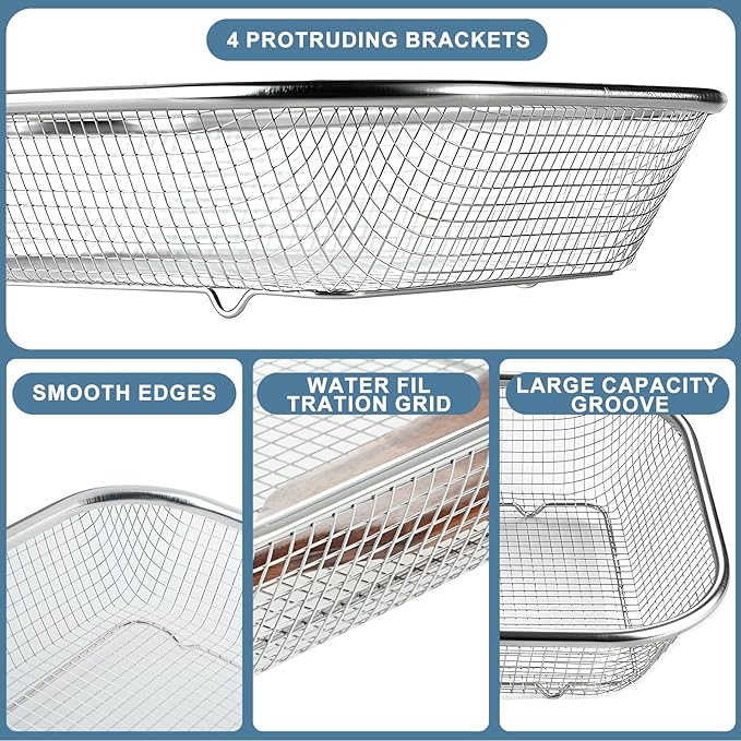 Utensil Drying Rack, 2 Pack Stainless Steel Utensils Holder Dishwasher Silverware Basket, Compact Dish Drainer for Kitchen Countertop, Chopsticks Spoons, Forks, Knifes Organizer, Large