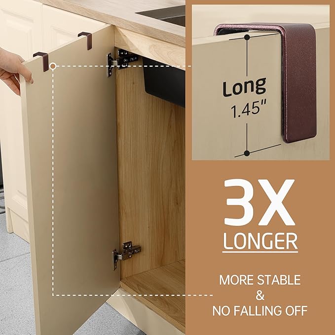 KES Over The Cabinet Towel Holder Fit 1" Thick, Kitchen Towel Holder for Cabinet, Over The Door Towel Bar with Extended Hooks, Brown 2 Pack, KTH500S26-OB-P2