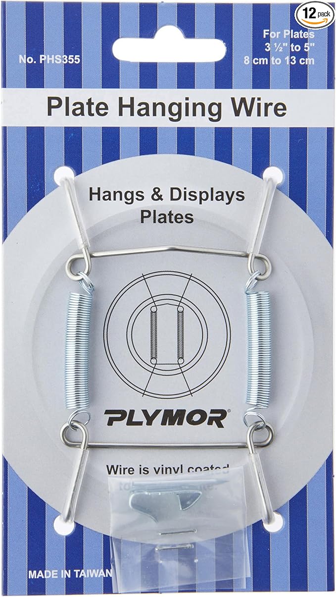 Plymor Stainless Steel Wall Mountable Plate Hanger, 3.125" H x 1.75" W x 0.5" D (For Plates 3.5" - 5"), Pack of 12