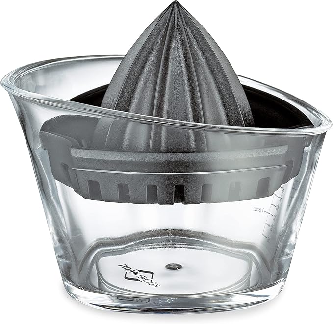 Küchenprofi 1367001000 Plastic Lemon Squeezer with Measuring Scale up to 70 ml and Pourer, Manual Juicer/Citrus Juicer/Lime Juicer for Lemons and Citrus Fruits, Black