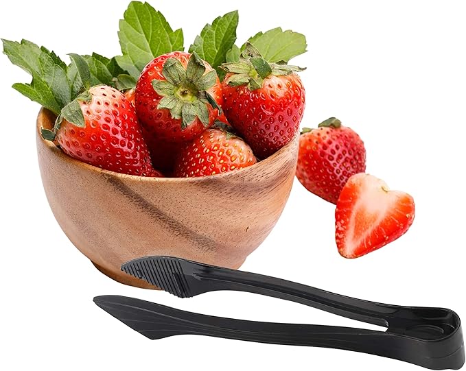 PARTY BARGAINS 8.5 Inches Plastic Serving Tongs, 6 Pack, Premium Quality & Heavy-Duty Black Plastic Tongs for BBQ, Salads, Grilling, Buffets, & Kitchen