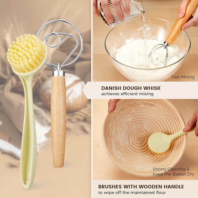 Artisan Sourdough Bread Proofing Baskets Set of 2 – Banneton Basket Kit with 9" Round & 10" Oval, 6 Accessories for Bread Baking