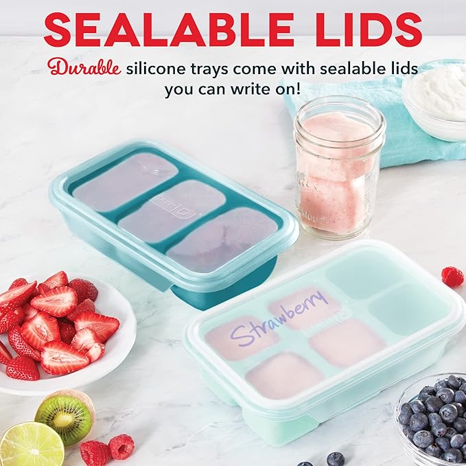 DASH Perfect Portion Silicone Freezer Trays for Ice Cubes, Soups, Sauces and More, 2 pack - Aqua & Teal
