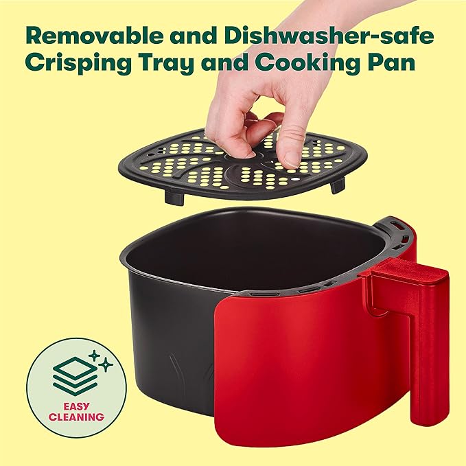 BELLA 3 Qt Touchscreen Air Fryer Oven and 5-in-1 Multicooker with Removable Nonstick Dishwasher Safe Crisping Tray and Basket, 1400 Watt Heating System, Matte Red