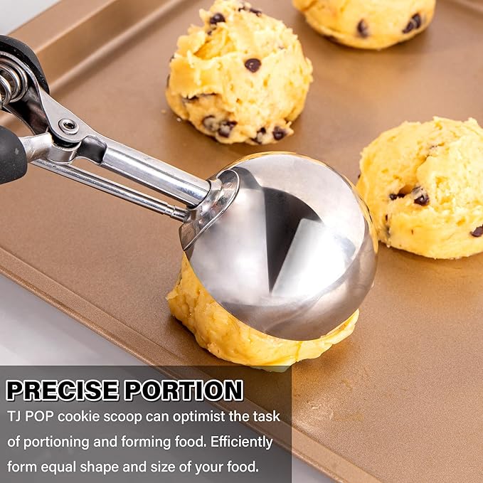 Large Cookie Scoop 4 Tbsp, Professional Stainless Steel Ice Cream Scoop 60mm, Cupcake Scoop Muffin Scoop for Baking, Good Soft Grips, Quick Trigger Release, 60ml (4 Tablespoon)