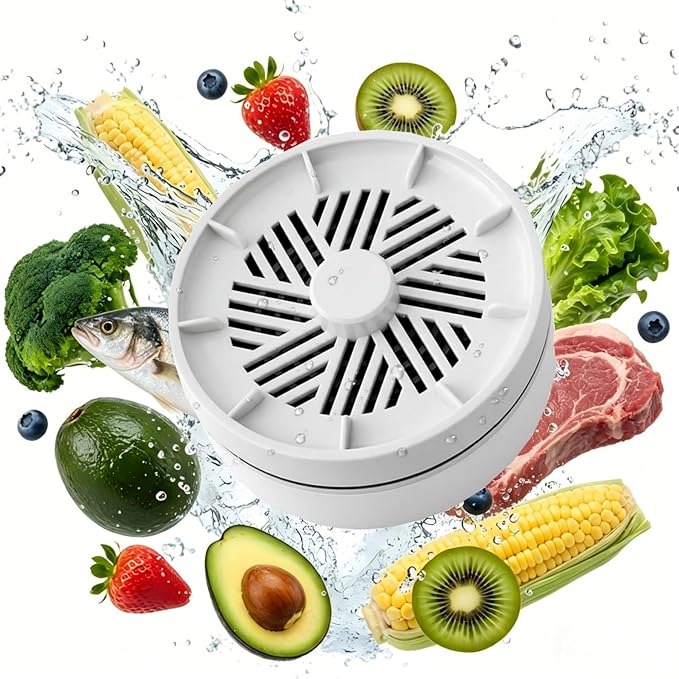Fruit and Vegetable Washing Machine, Waterproof Fruit and Vegetable Cleaner, Rotatable Fruit and Vegetable Machine, The Fruit Cleaner Device Automatically Turns on in The Water (White)