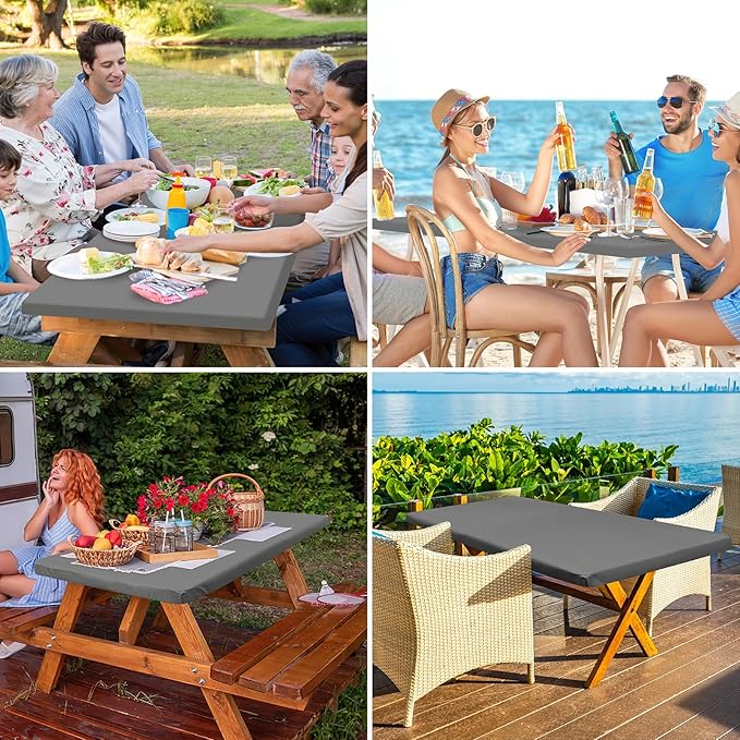 homing Rectangle Table Cloth Cover, Waterproof Polyester Elastic Fitted Tablecloth, Fits for 4 Foot Folding Tables, Washable Table Protector for Picnic, Camping, Outdoor (Grey, 30" x 48")