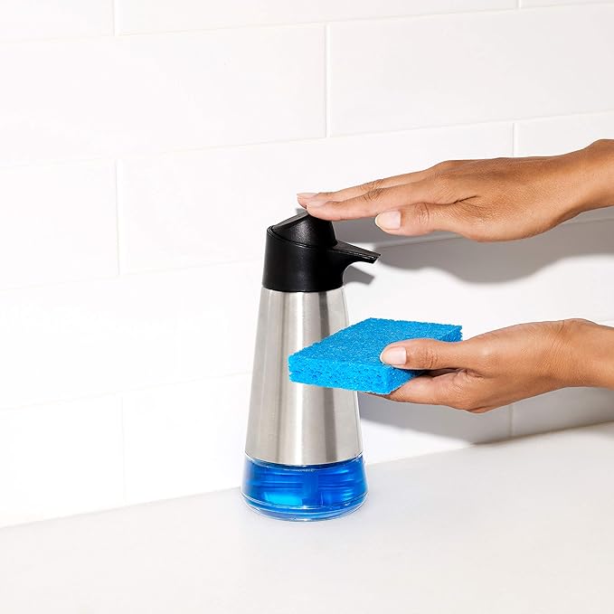 OXO Good Grips Stainless Steel Easy Press Soap Dispenser and Sinkware Caddy