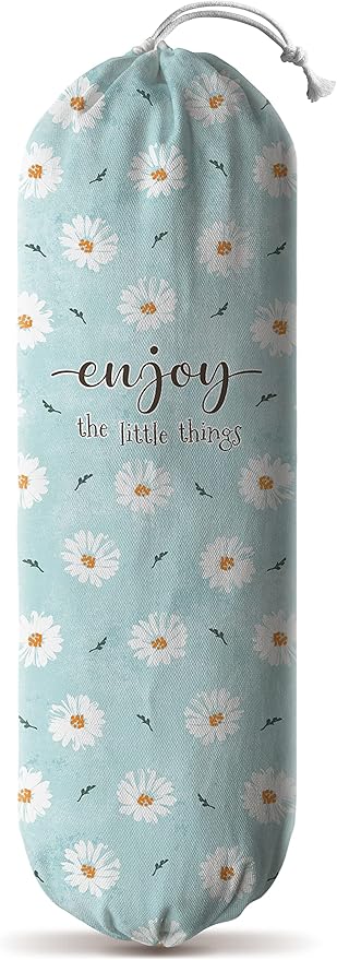 Hglian Daisy Grocery Bag Holder Flowers Plastic Bag Holder Storage Organizer,Daisy Kitchen Décor for Women-Blue Extra Large