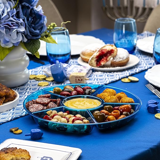 Plasticpro 6 Sectional Round Plastic Serving Tray/Platter (4, Blue)