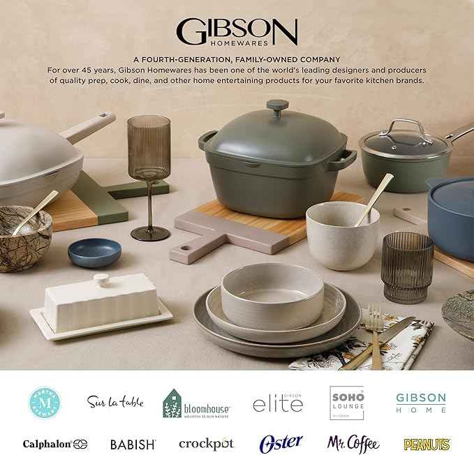 Gibson Elite Pasco 16 Piece (Service for 4) Plates and Bowls Double Bowl Reactive Glaze Dishes Stoneware Ceramic Dinnerware Set - Grey