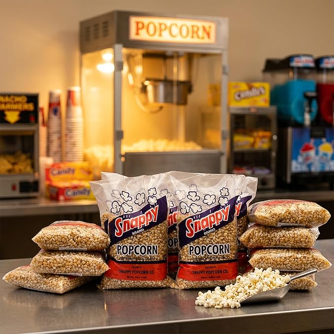Snappy White Popcorn Kernels for Popping with Popcorn Machine, Air Popper or Stove Top, 2lb Bags, 12 Pack