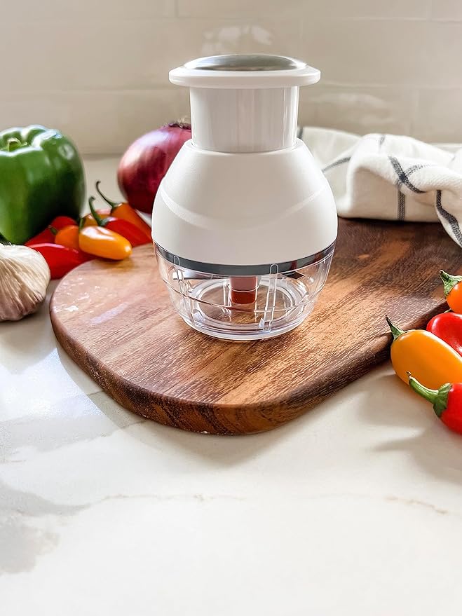 Küchenprofi Vegetable & Fruit Chopper - 3.4" Dia x 4.5" H, White, Contemporary - Mini Food Chopper - Onion Dicer & Garlic Mincer