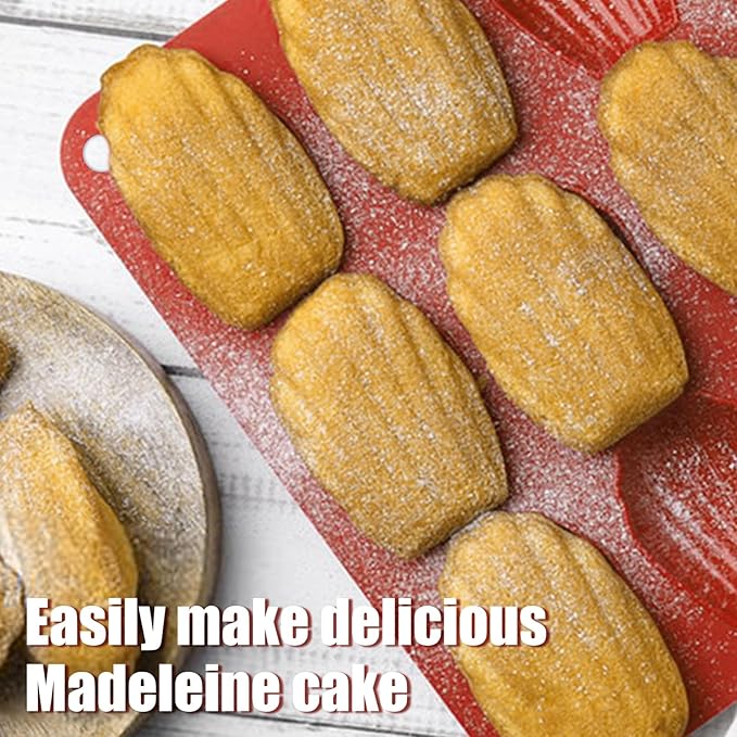 2 PCS Silicone Madeleine Pan, 9 Cavity Madeline Baking Pan, Shell Shaped Cookies Cake Pan