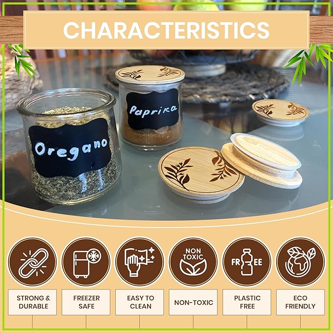 Bamboo Oui Yogurt Jar Lids – Olive Branches Design – 4 Pack | Reusable Airtight Tops for Yoplait Glass Jars | Bamboo Replacement Oui Jar Covers with Silicone Seal | Eco Storage Lids for Yogurt Jars