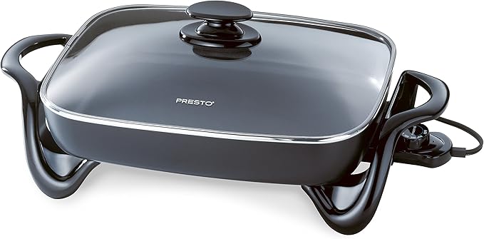 Presto 07073 Electric Tilt-N-fold Griddle, 19", Black & 06852 16-Inch Electric Skillet with Glass Cover