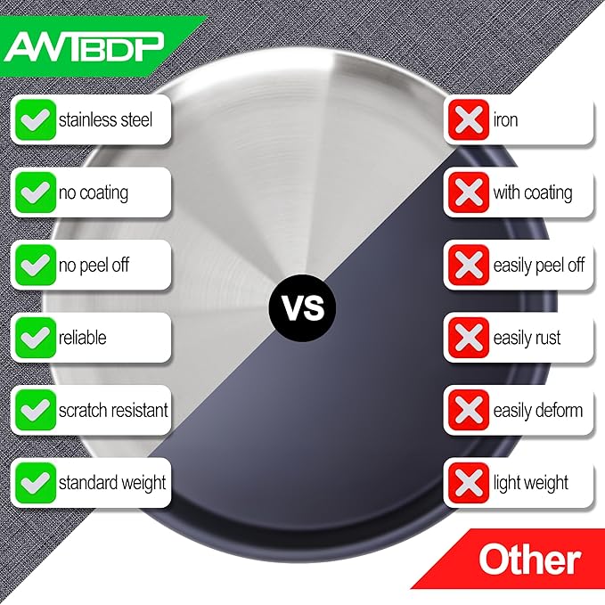 AWTBDP 13½ Inch Pizza Pan for Oven, Non-Stick Large Round Stainless Steel Pizza Pans, Durable Non-Toxic Pizza Tray for Cookie Pizza Pie Cake, Easy Clean & Dishwasher Safe