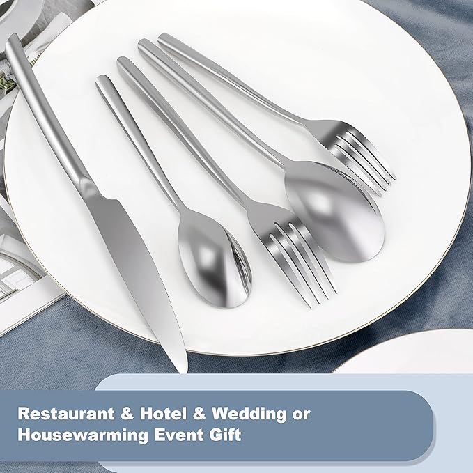 DEACORY Silverware Set Flatware Set Stainless Steel Cutlery Set Heavy Mirror Finished Dishwasher Safe Streamlined Handle Hotel Event Party Wedding Use 40 Pieces Service for 8