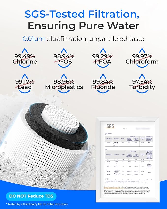 Waterdrop 17UBW-UF 0.01 μm Ultra Filtration Under Sink Water Filter System, 3 Years, Reduces Lead, Chlorine, Bad Taste & Odor, with Dedicated Brushed Nickel Faucet