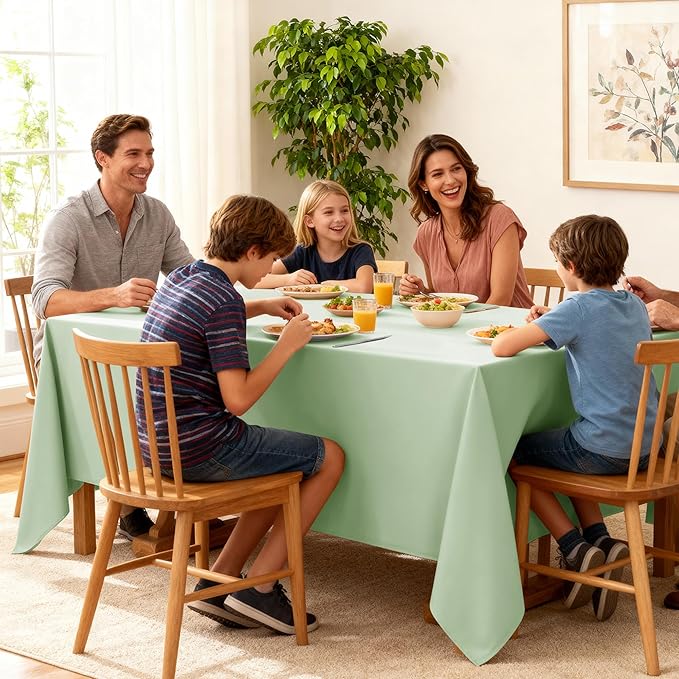 10-Pack Sage Green Tablecloths for Rectangle Tables, 70 x 108 Inches, Stain-Resistant Polyester Fabric for 6 Foot Tables - Washable Table Covers for Weddings, Birthday Parties, Events