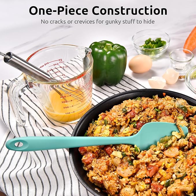 600ºF Heat Resistant Silicone Spatulas: U-Taste Upgraded Flexible Food Grade Silicon Baking Scraper, Sturdy Rubber Kitchen Cooking Mixing Utensils for Nonstick Cookware Set of 4 (Multicolors)