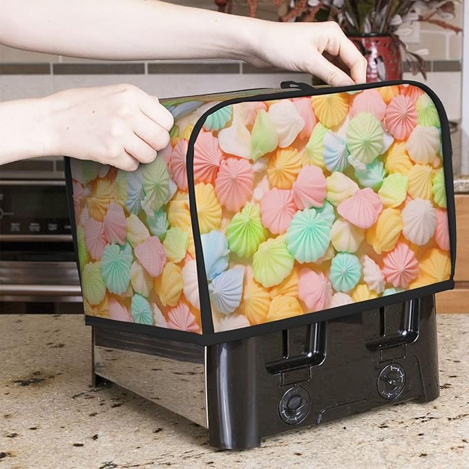 Cute Candy Gummy Toaster Cover 2 Slice, Cute Country Bread Machine Cover, Washable Toaster Kitchen Small Appliance Cover Stain Resistant,with Top Handle