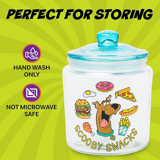 Silver Buffalo Scooby Doo Scooby Snacks Glass Cookie Snack Candy Jar with Lid (Small)