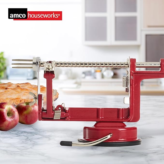 Back To Basics A505 Peel Away Apple Peeler (Casr Iron Suction Base), Red