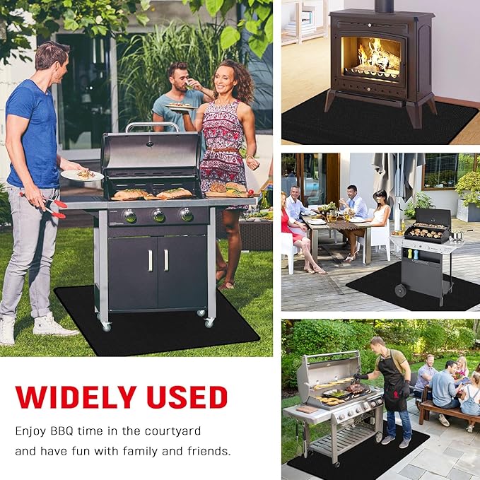 90 x 48 inch Under Grill Mats for Outdoor Grill, Double-Sided Fireproof, Oil and Waterproof Protective Mat for Grass and Deck, Outerdoor BBQ Fire Pit Fireplace Mat
