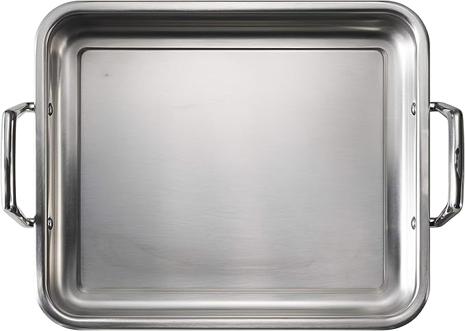 Tramontina 13.5-Inch Stainless Steel Roasting Pan with Rack, Turkey Roaster for Oven, Dishwasher Safe, Made in Brazil